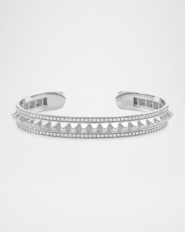 Hab El Hayl 18K White Gold Diamond Open Bangle